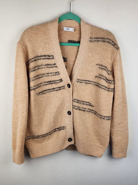 Closed Sweaters - Closed Alpaca Wool Oversized Chunky Knit Striped Cardigan Sweater XS